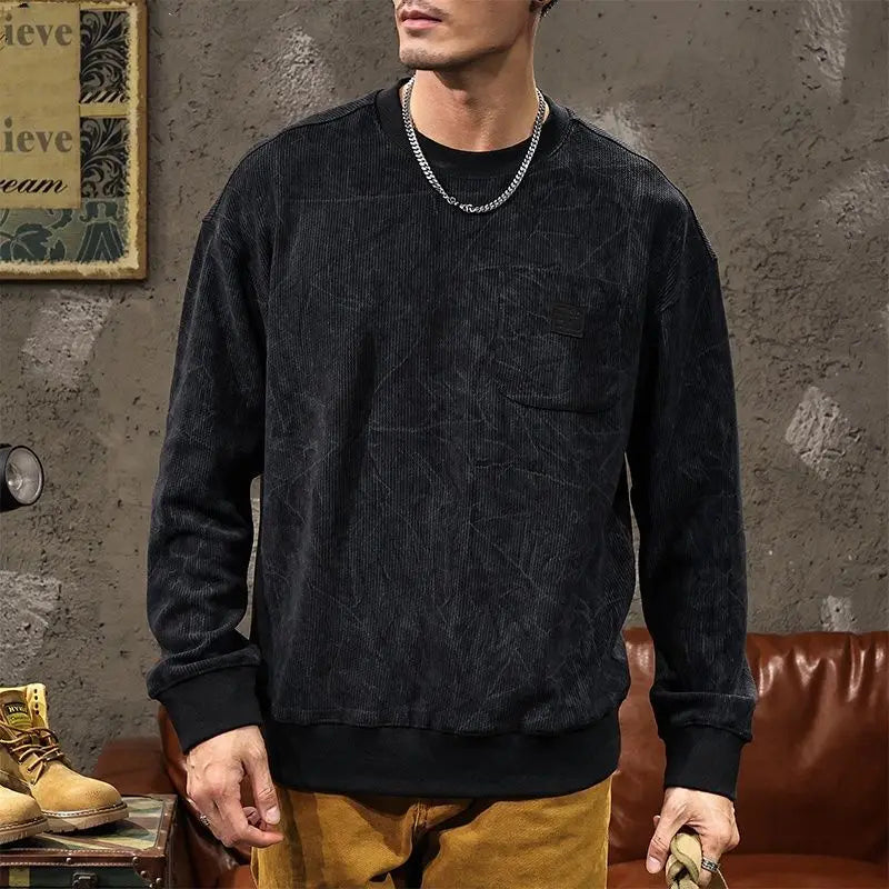 Heren Sweatshirt Vintage Look – Casual Trui met Lange Mouwen