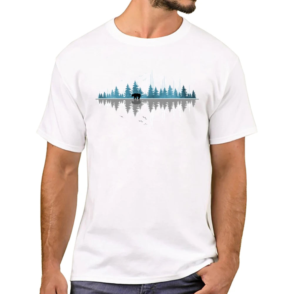 Heren T-Shirt met Zonsondergang Print – Harajuku Streetwear