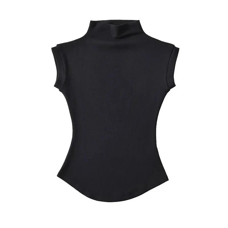 Dames Mouwloze Coltrui Top – Strak & Sexy