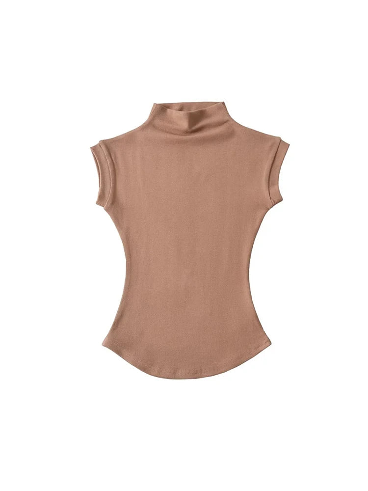 Dames Mouwloze Coltrui Top – Strak & Sexy