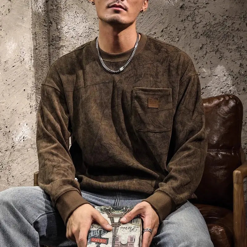 Heren Sweatshirt Vintage Look – Casual Trui met Lange Mouwen