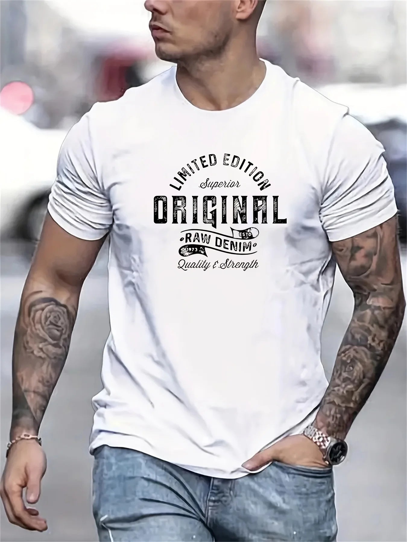 Heren Katoenen T-Shirt met Print – Casual Zomer