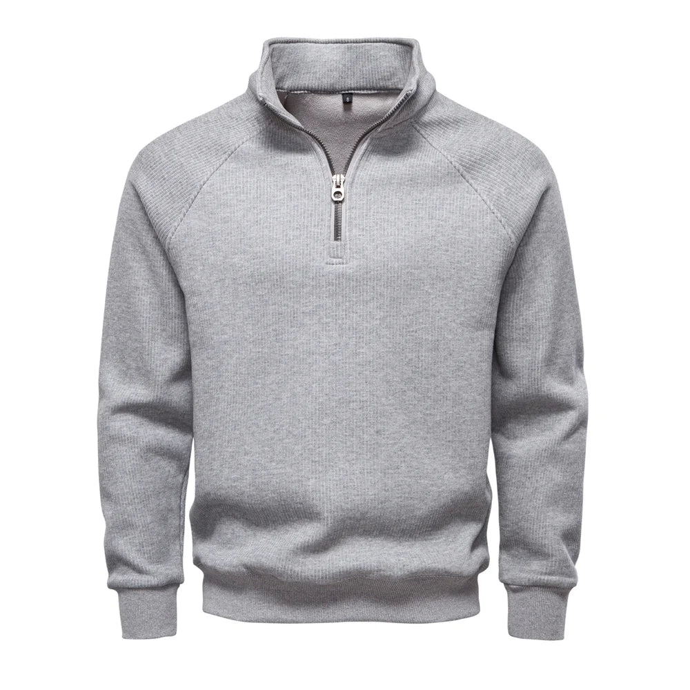 Heren Sweatshirt met Col en Ritssluiting – Comfortabele Casual Stijl