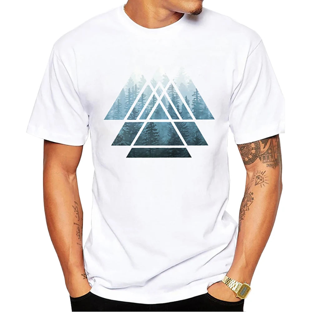 Heren T-Shirt met Zonsondergang Print – Harajuku Streetwear