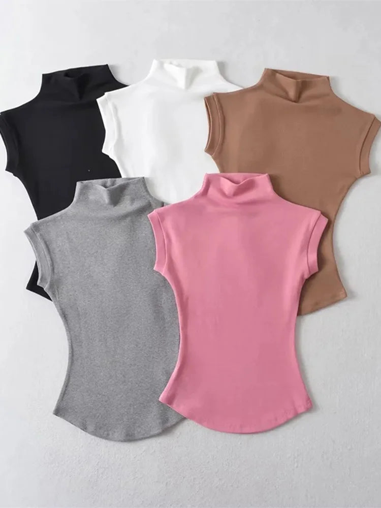 Dames Mouwloze Coltrui Top – Strak & Sexy