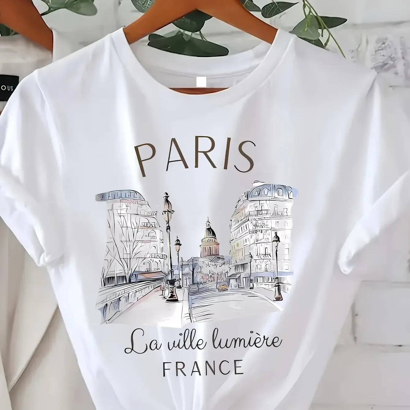 Dames T-Shirt met Parijsprint – Retro 90s Stijl