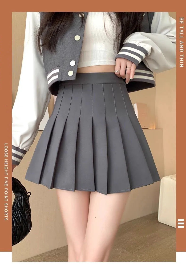 Dames High Waist A-Line Skort – Preppy Rokje met Shorts