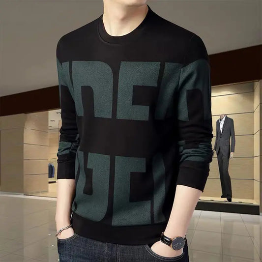 Heren Fleece Sweater met Print – Casual Comfort