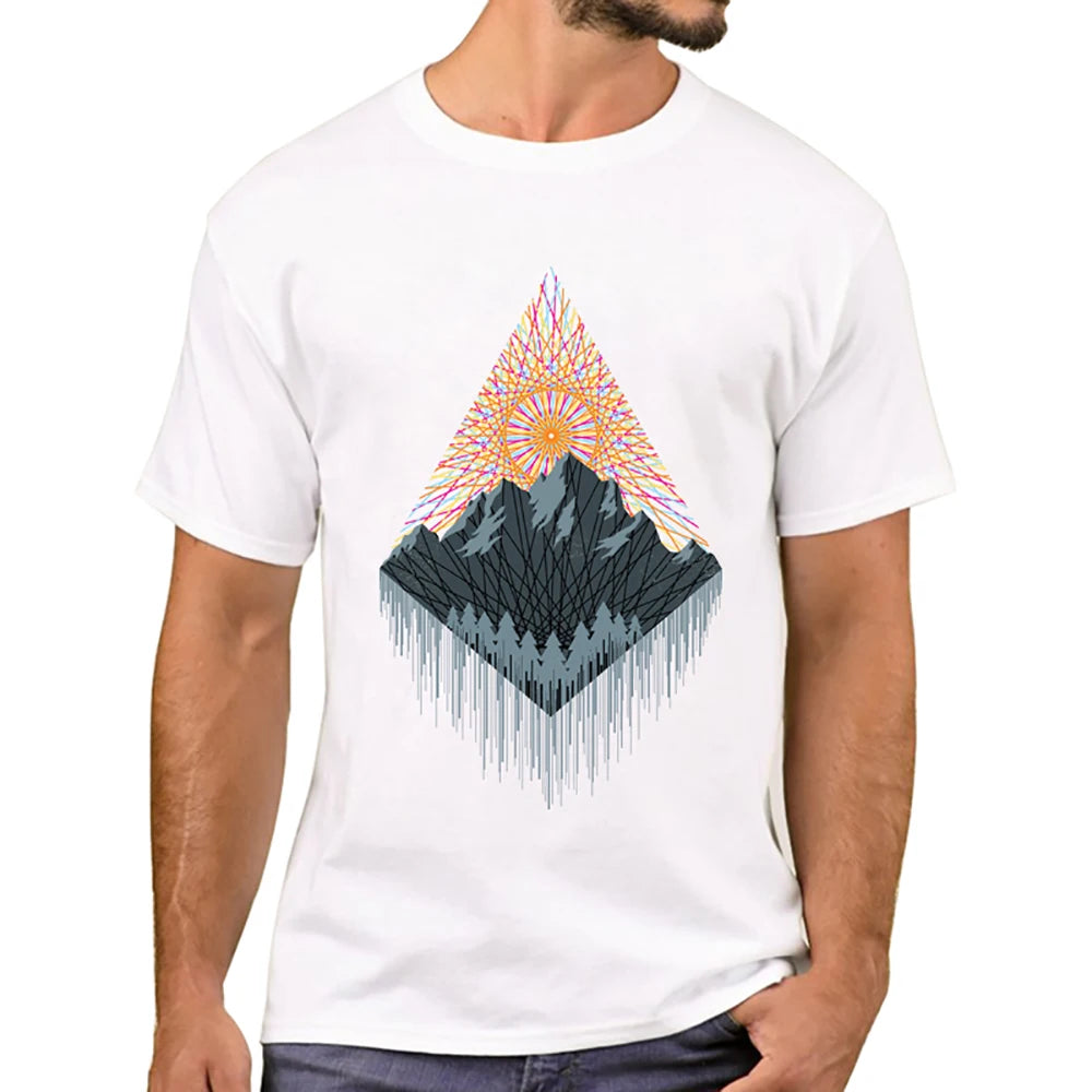 Heren T-Shirt met Zonsondergang Print – Harajuku Streetwear