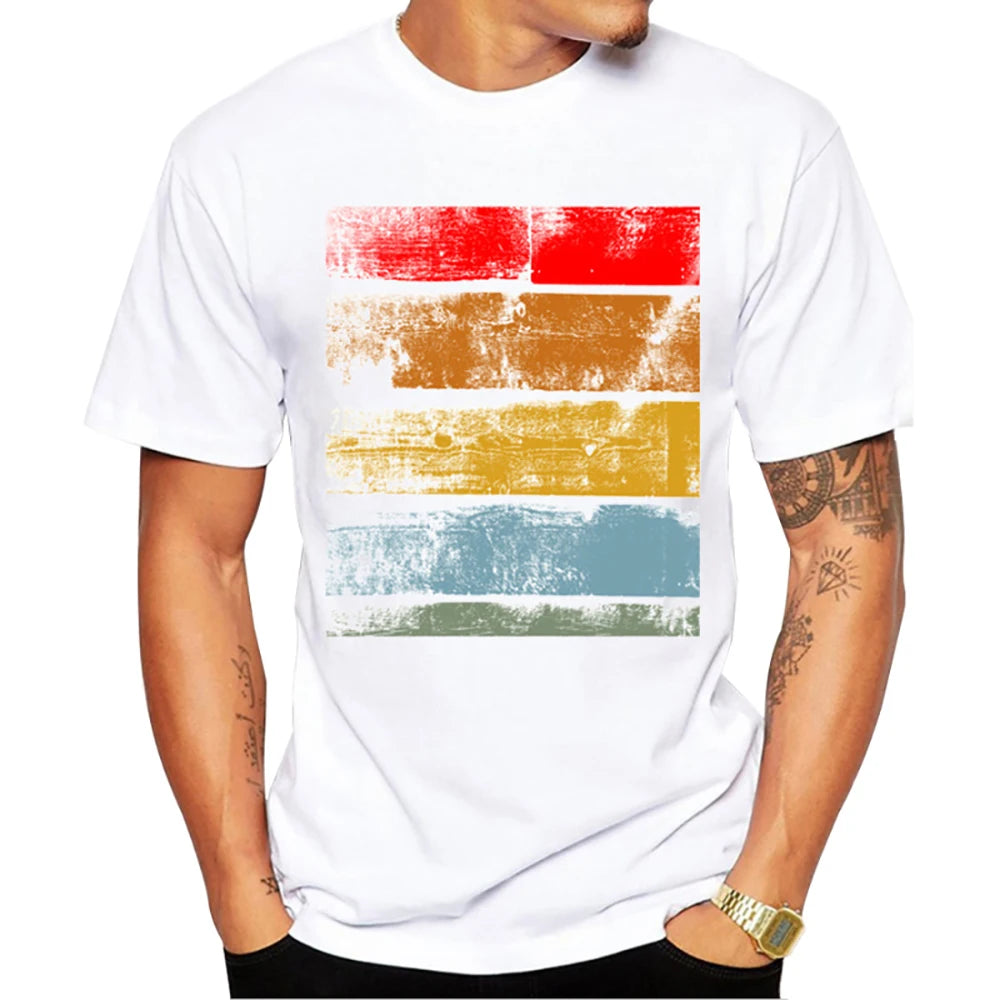 Heren T-Shirt met Zonsondergang Print – Harajuku Streetwear