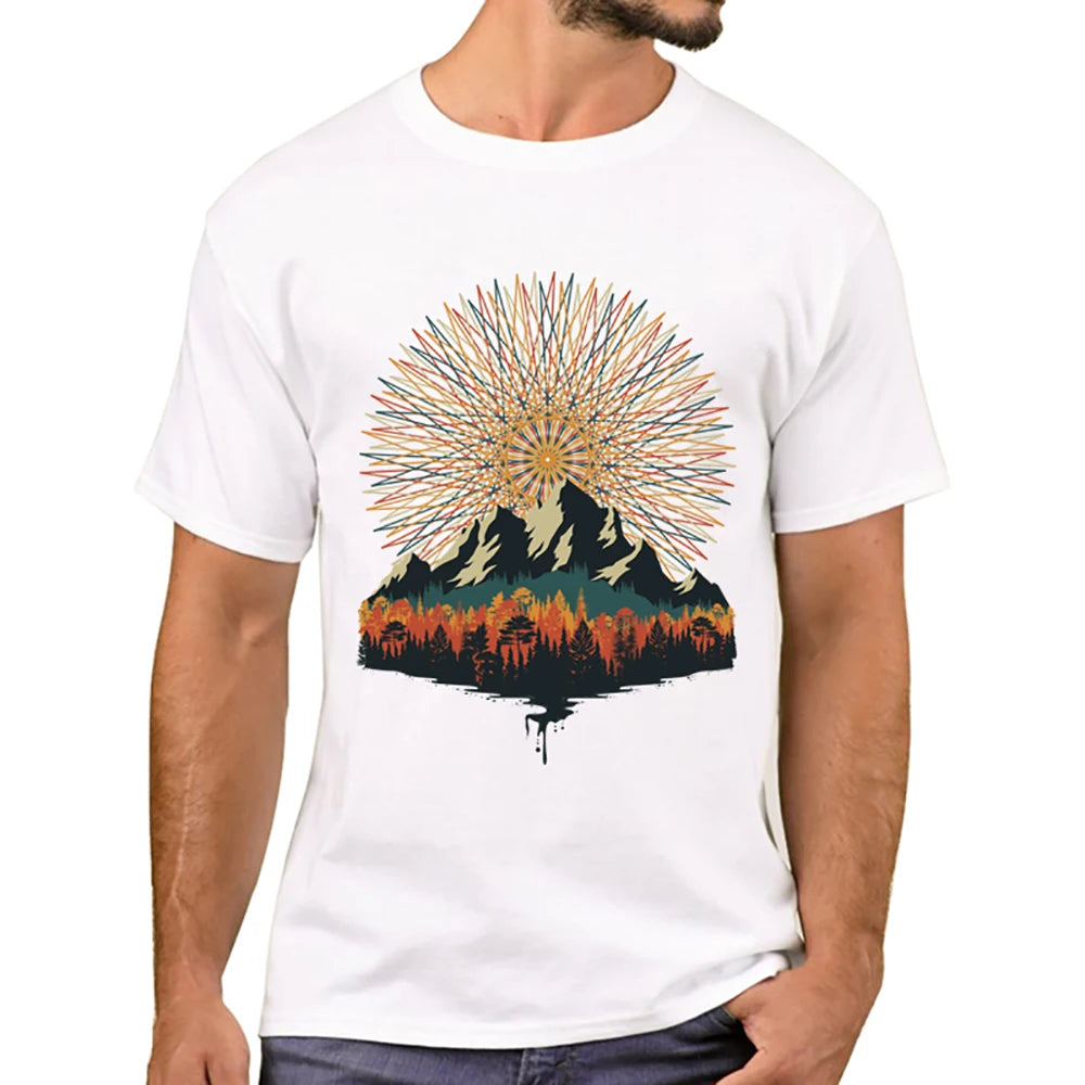 Heren T-Shirt met Zonsondergang Print – Harajuku Streetwear